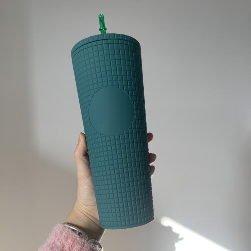 Tasse à café diamant 710ml, avec paille, Double couche en plastique, avec grille de maïs, déesse rayonnante
