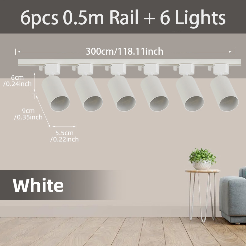 Juego completo de luces Led para riel de techo, foco de fuente de luz GU10 reemplazable para sala de estar y dormitorio, lámpara Led para riel