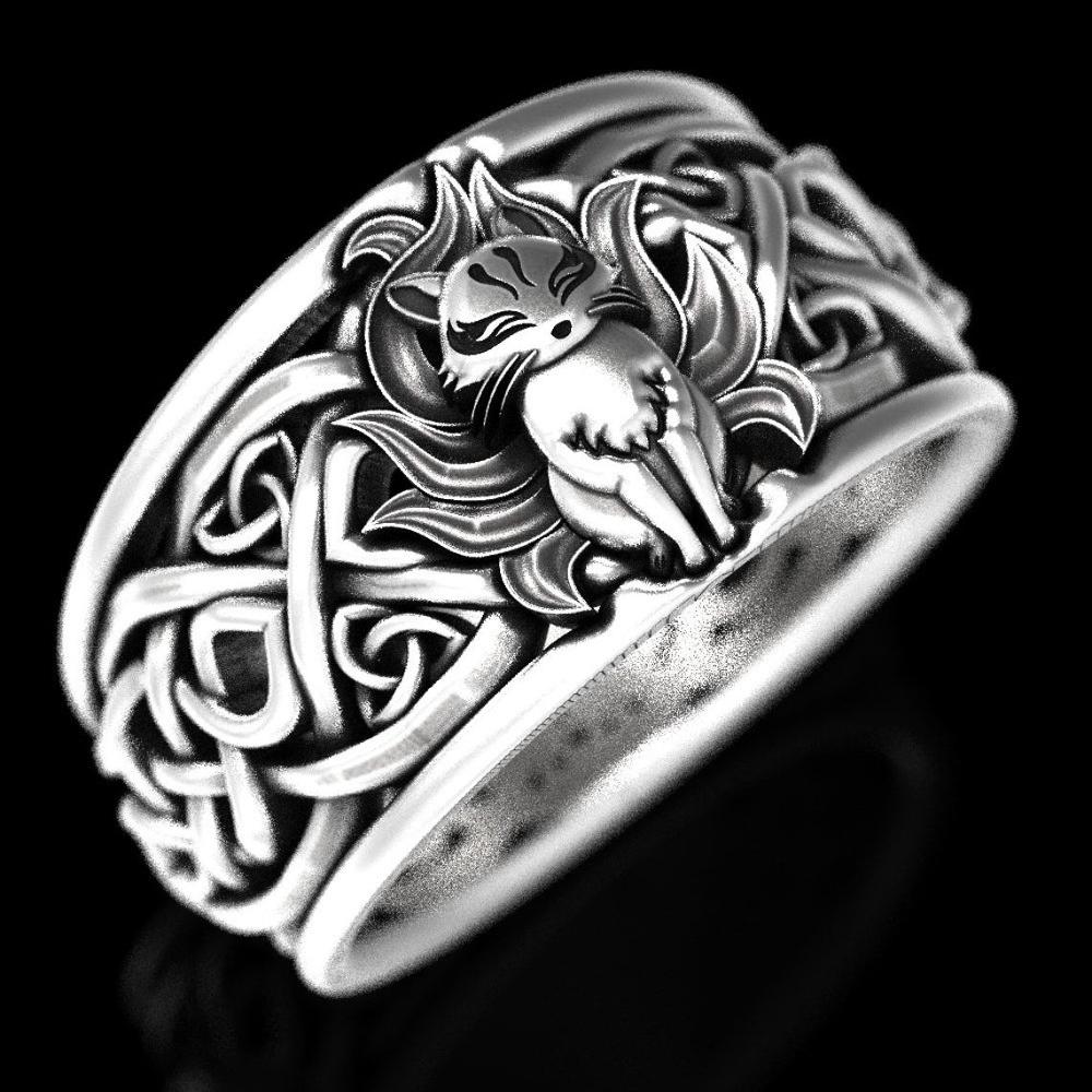 Søde vintage sølvfarve ræv udskæring dyreringe til kvinder fest punk finger ring smykker