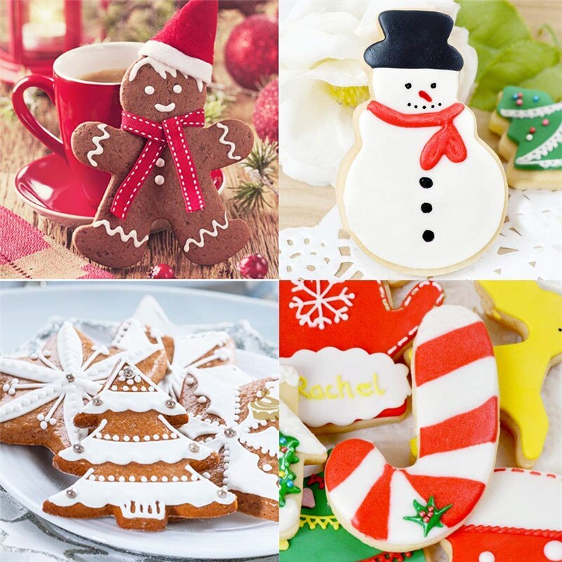 4 Stuks Kerst Cookie Cutter Rvs Cut Snoep Biscuit Mold Koken Gereedschap Kerstboom Peperkoek Metalen Cutters Mould