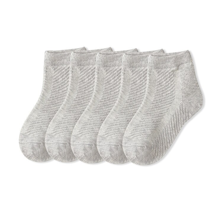 5 paia/lotto bambini accoglienti morbidi calzini in cotone a rete traspirante solido per 1-12Y Boy Girl Baby Teen Summer Kids abbigliamento accessori: 2-3T / Beige