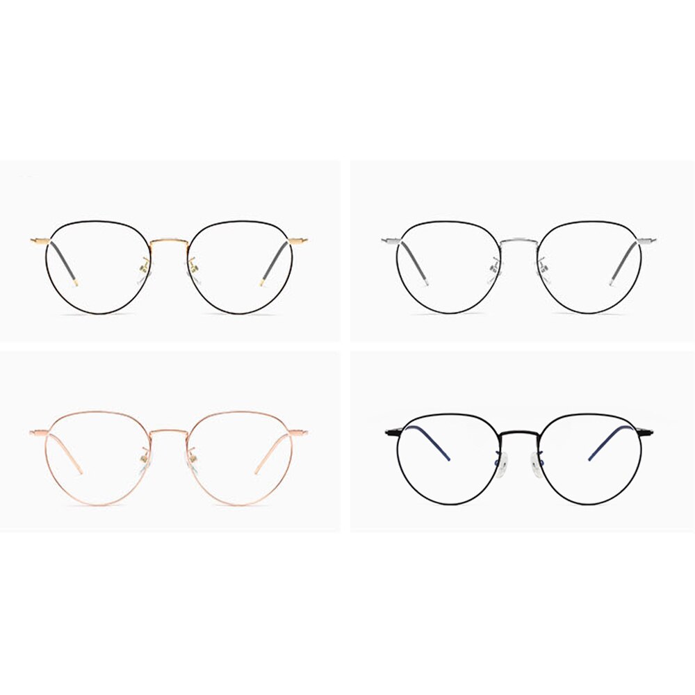 Peekaboo metal frame glasses blue light protection men black gold computer round frames eyeglasses prescription woman