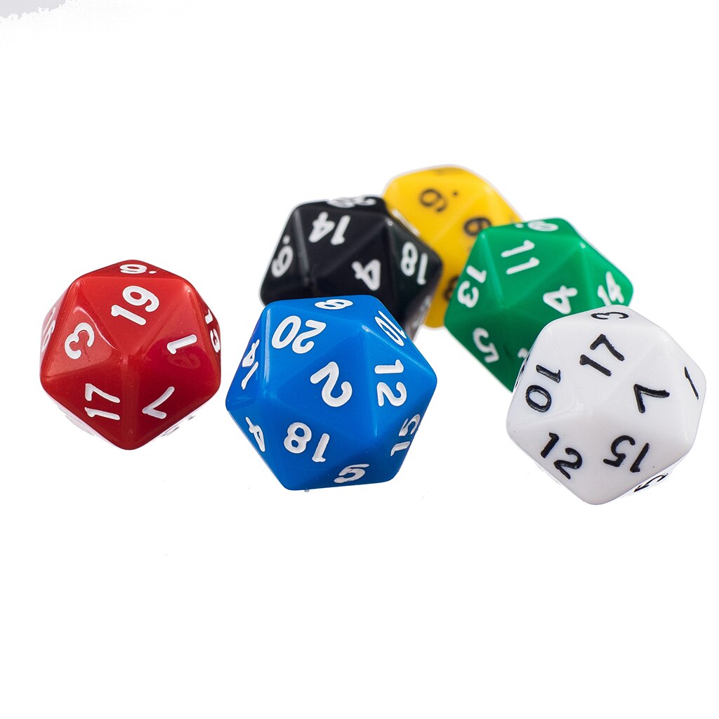 6 Pcs D20 Role Play Games Dices RPG D&D Traditonal Board Game Dices 6 Colors