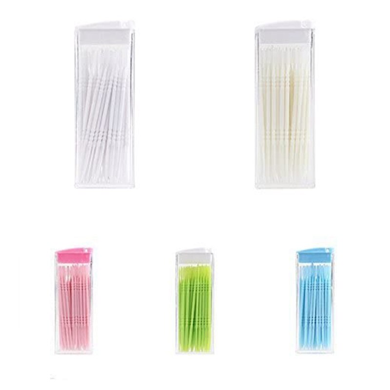 50 Tooth Picks Plastic Toothpick Holder Random Color