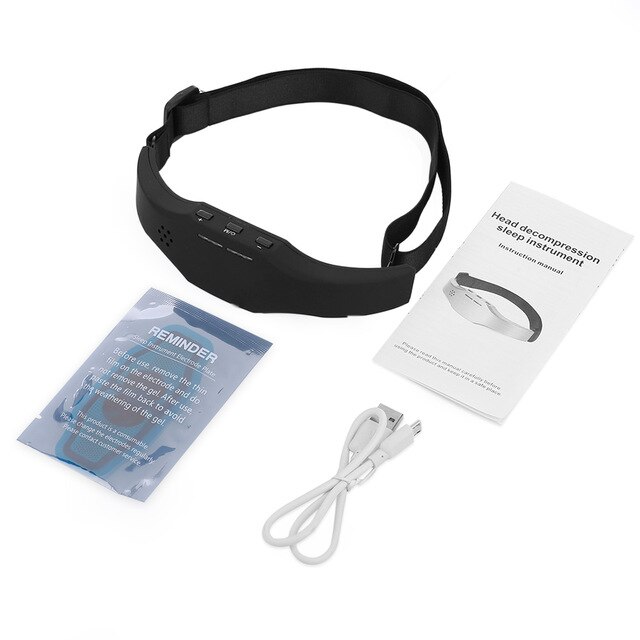 Elektrische Head Massager Slaap Monitor Migraine Relief Massager Slapeloosheid Therapie Release Stress Slaap Therapie Apparaat Slapen Di: Black