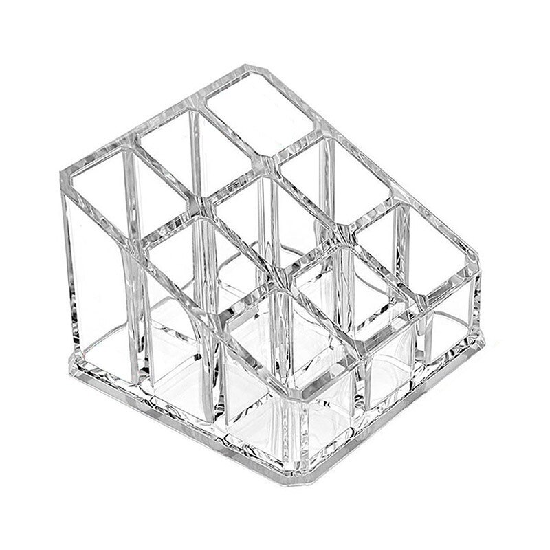 24 Grids Acrylic Makeup Lipstick Organizer Box Desktop Lipstick Clear Display Stand Holder Cosmetic Jewelry Storage Organizador: 9 Grids
