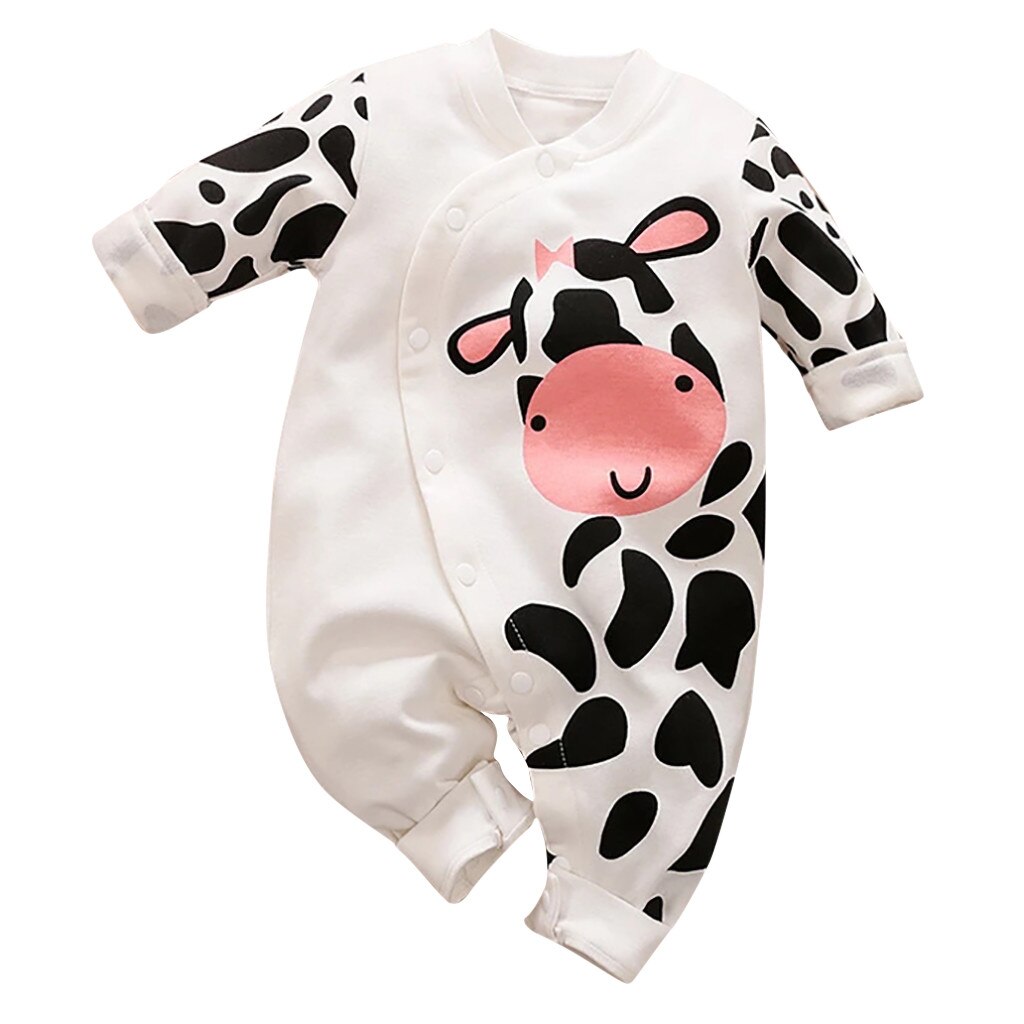 0-24M Neugeborenen Baby Strampler Nette Kuh Print Infant Jungen Mädchen Strampler Baby Jungen Overalls Overall Herbst winter Baby Kleidung: 1-2 Years