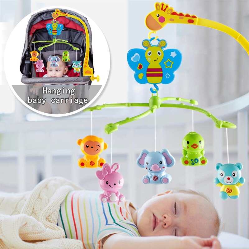 Baby Rattles Crib Mobiles Toy Animal Giraffe Rotating Bed Bell Musical Box 0-12 Months Infant Holder Clockwork Kids