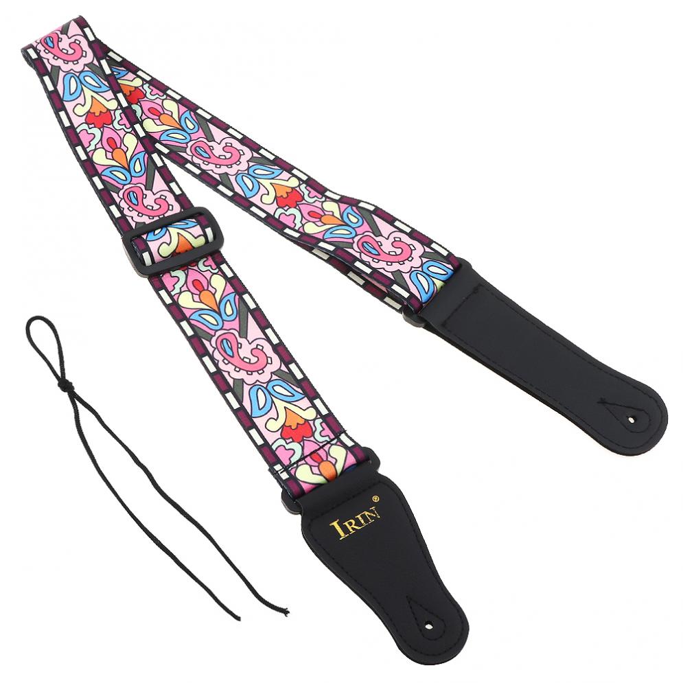 Verstelbare Afdrukken Gitaarband Met Nationale Stijl Bloemen Patroon 3 Kleuren Optioneel Voor Akoestische Folk Elektrische Basgitaar