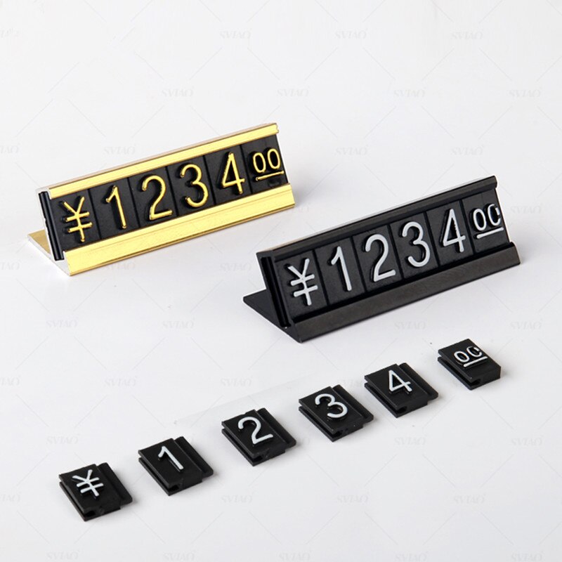 10 Sets Adjustable Number Letter Base Price Display Counter Stand Label Metal Ground Arabic Numbers Combined Price Cube Tag Kit