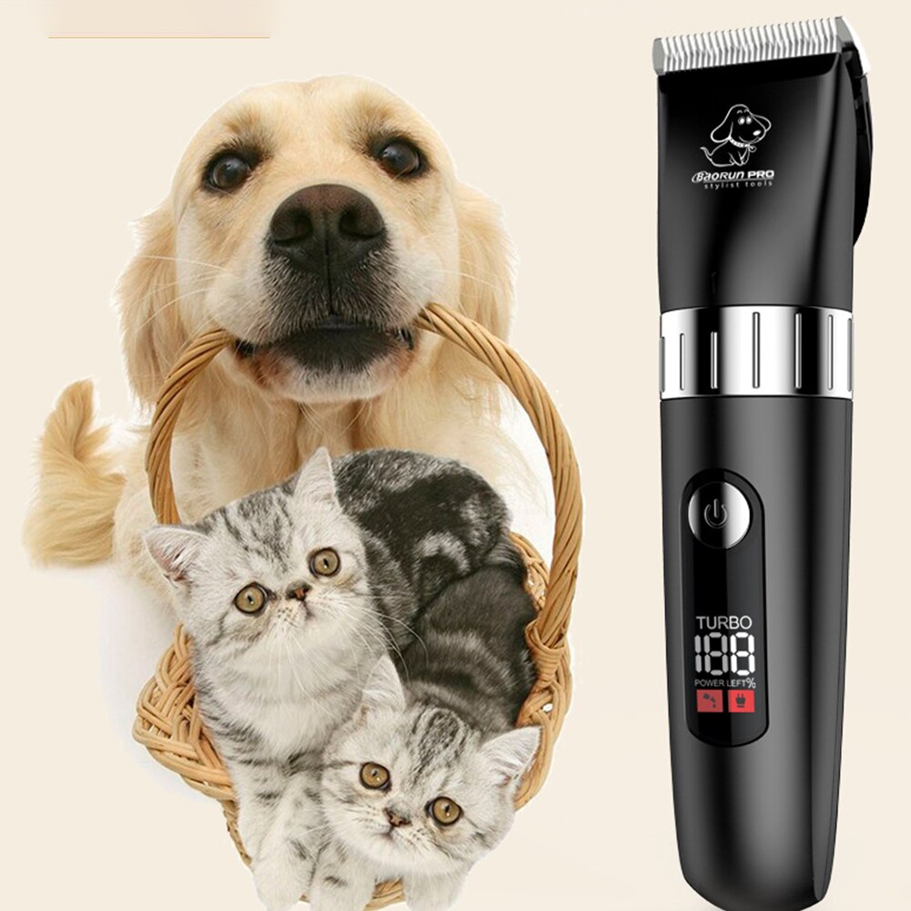 8W LCD Display Screen Waterproof Pet Hair Trimmer Animal Grooming Clippers Cat Cutter Machine Shaver Electric Scissor Clipper