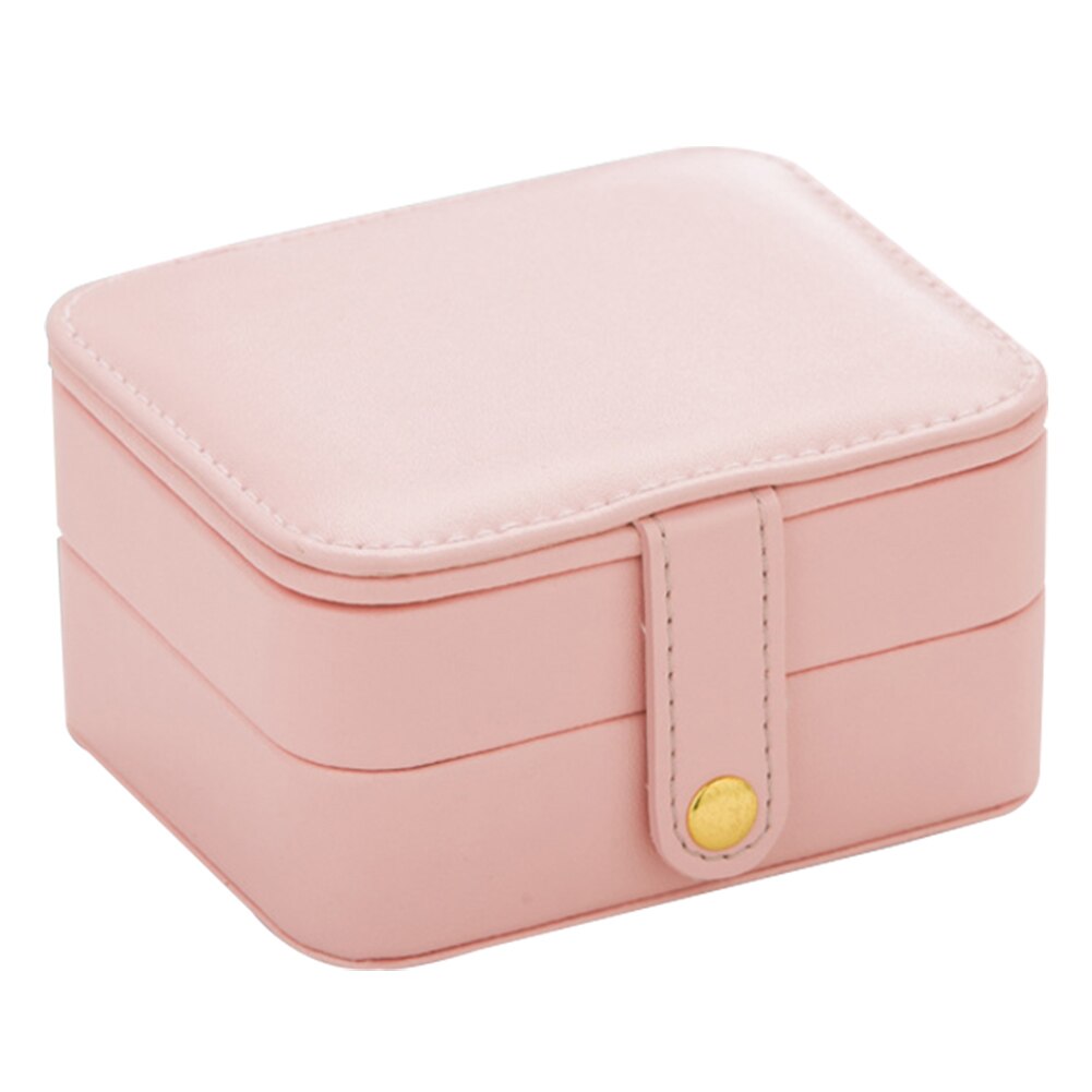 Portable Women Girls Travel Ring Earring Leather Jewelry Box Storage Organizer Box with Mirror Inside Velvet Jewelry Accessories: PK