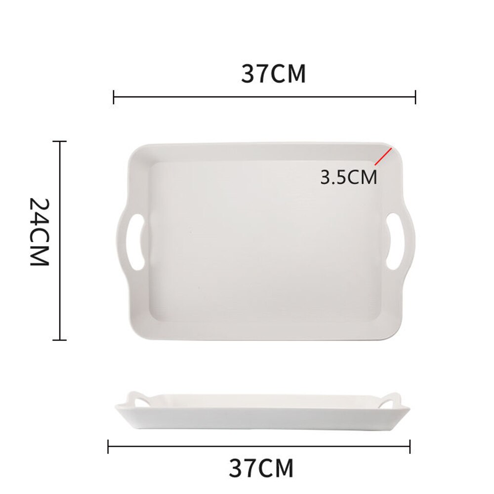 Basket Tray Dish Plastic Storage Baskets with Handles, Office Basket Tray Plate: White37x24cm