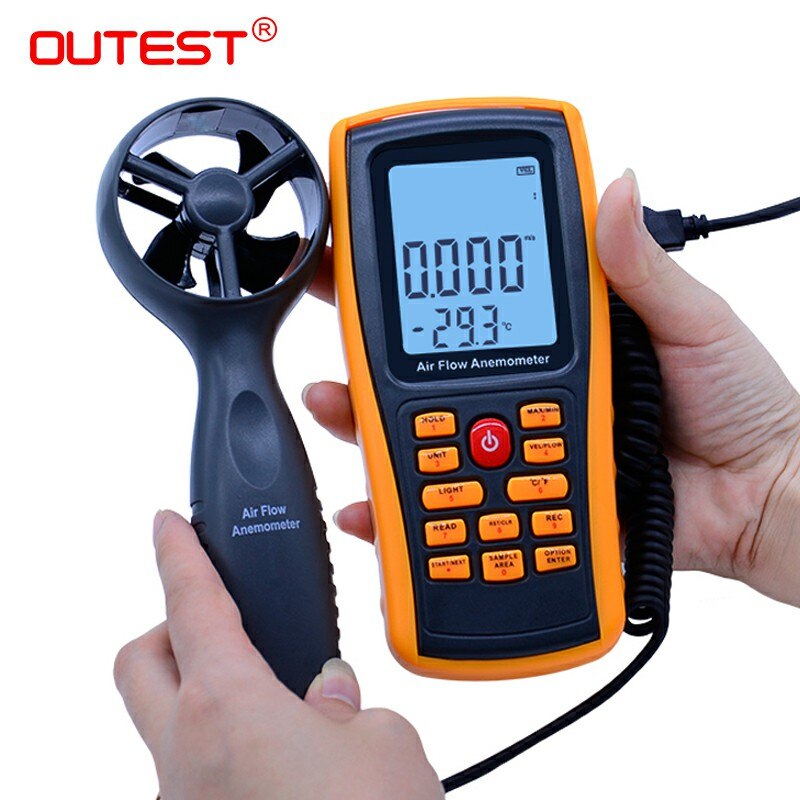 GM8902 0-45M/S Digital Anemometer Wind Speed Meter Air Volume Ambient Temperature Tester With USB Interface