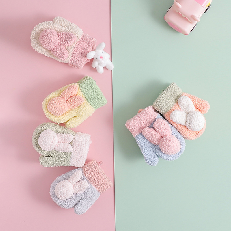 Guantes de lana para niños y niñas de 0 a 2 años, manoplas para niños, guantes de punto de lana para niños, guantes de cuerda cálidos para bebés