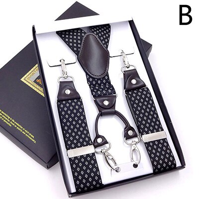 Deepeel 1pc 3.5*120cm Men Suspenders Metal Hang Buckle Male Jockstrap 4 Hooks Suit Decoration Wild Clothing Accessories SP007: B