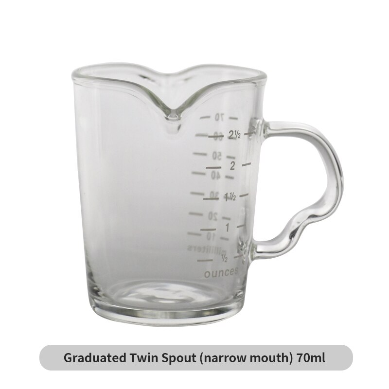 3oz/70ml Double Wall Insulated Espresso Measuring Glass Cup Mugs Shot Glass Milk Frothing Pitcher by Barista Basics with 2 Spout: narrow mouth 70ml