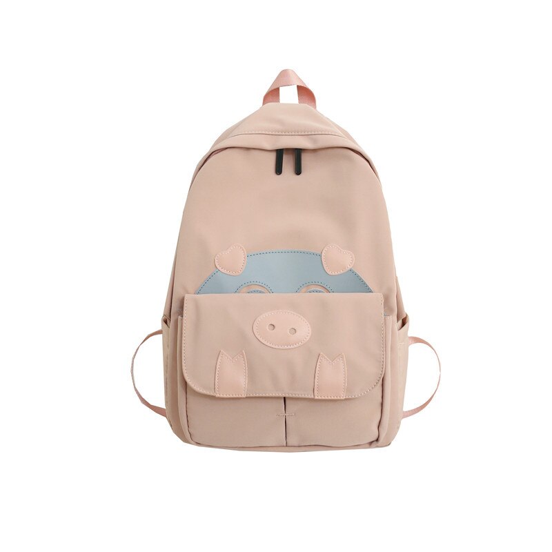 Rucksack Frauen Neue Heiße Schwein Schulter Taschen lässig Adrette Nette Leinwand Schule Rucksäcke für Teenager Mädchen: Rosa