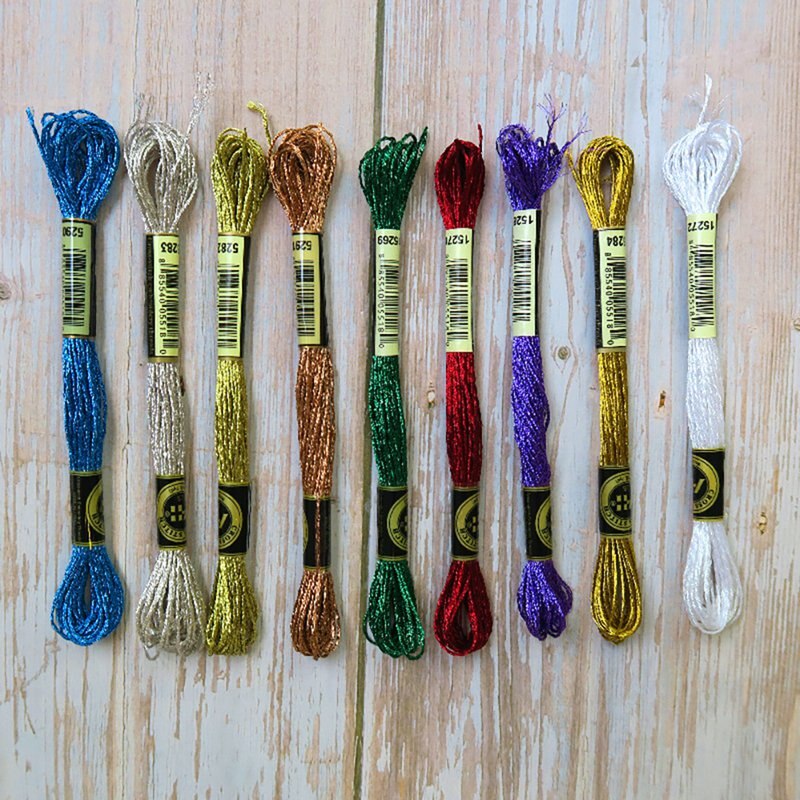 8 meter gør-det-selv broderitråd bullion tråd håndlavet guld sølv tråd rund lys silke hånd korssting sweing sccesso
