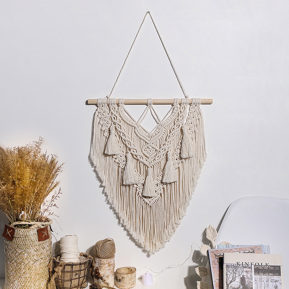 Large Boho Woven Tapestry Macrame Wall Hanging Bohemian Tassel Wall Home Decor Aesthetic Room Decor