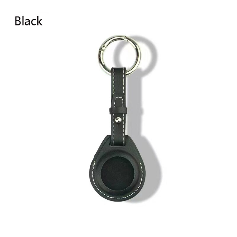 Fashionl Uxurious Shockproof Beschermhoes Voor Apple Airtag Lederen Hangable Sleutelhanger Bagagelabel Bag Charm Loop: Black