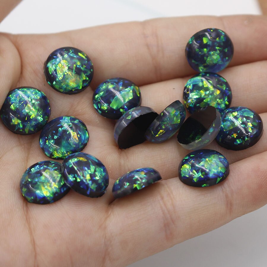 12 mm 50 stk flatback harpiks opal sten prikket runde rhinestones cabochons perler flad ryg harpiks til gør-det-selv øreringe/hårdekoration: 14