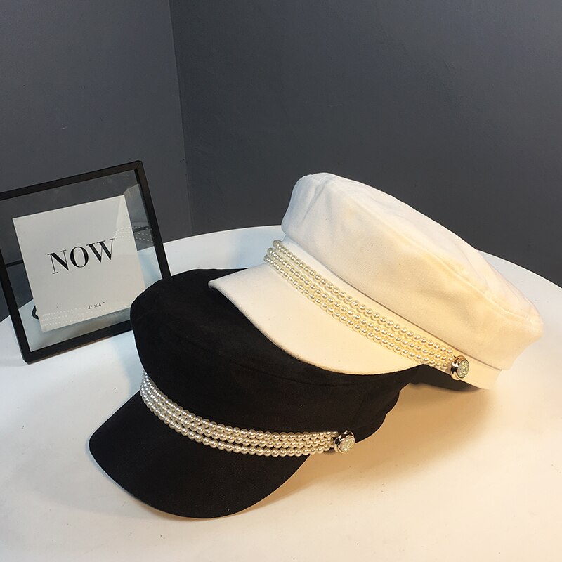 Dames marineblauwe pull-on hoed, dames vizierhoeden, zomerzonbeschermende hoed, dames met aanpasbare parelmoer franse hoed, meisjeshoed craisy