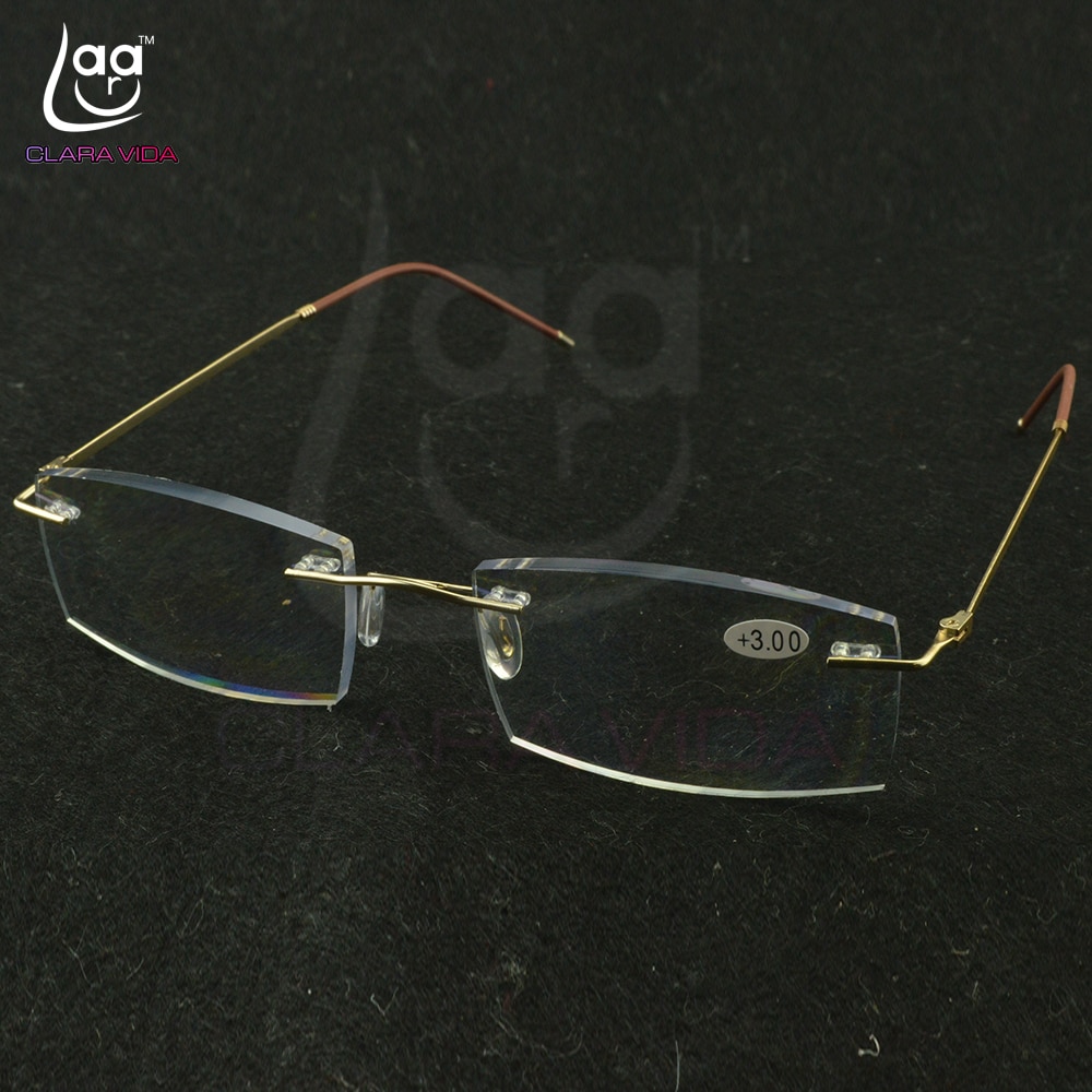 Titanium montuur ultralicht geheugen gouden montuur coating lenzen heren dames randloze leesbril 0.75 1 1.5 1.75 2 2.25 to 4