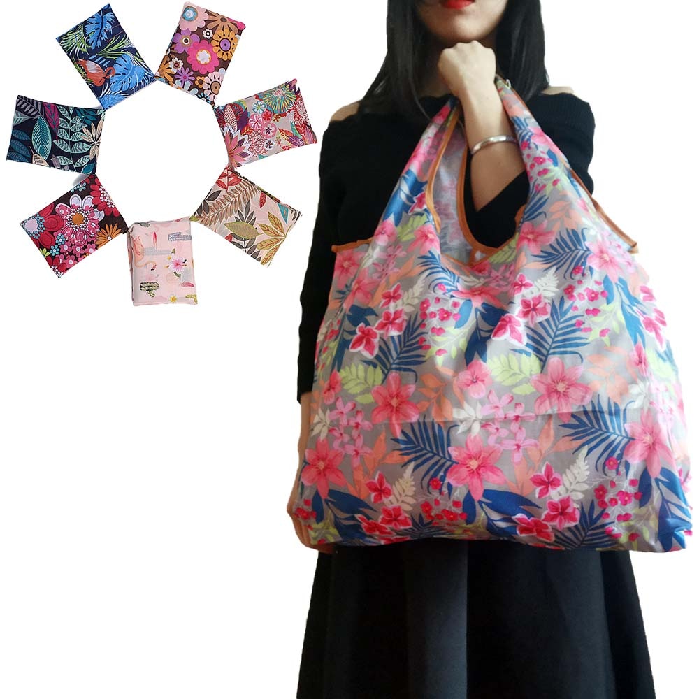 Sacs de courses réutilisables, sacs pliables en polyester, sacs de courses écologiques, sacs d'épicerie de grande capacité, sacs de courses pliables, fourre-tout