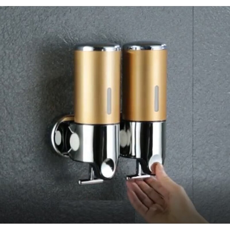 Liquid Soap Dispenser Wall Mounted Shower Gel Dispensers Shampoo Container Kitchen Tools Pump Double Hand Bathroom Soap Bottle#9