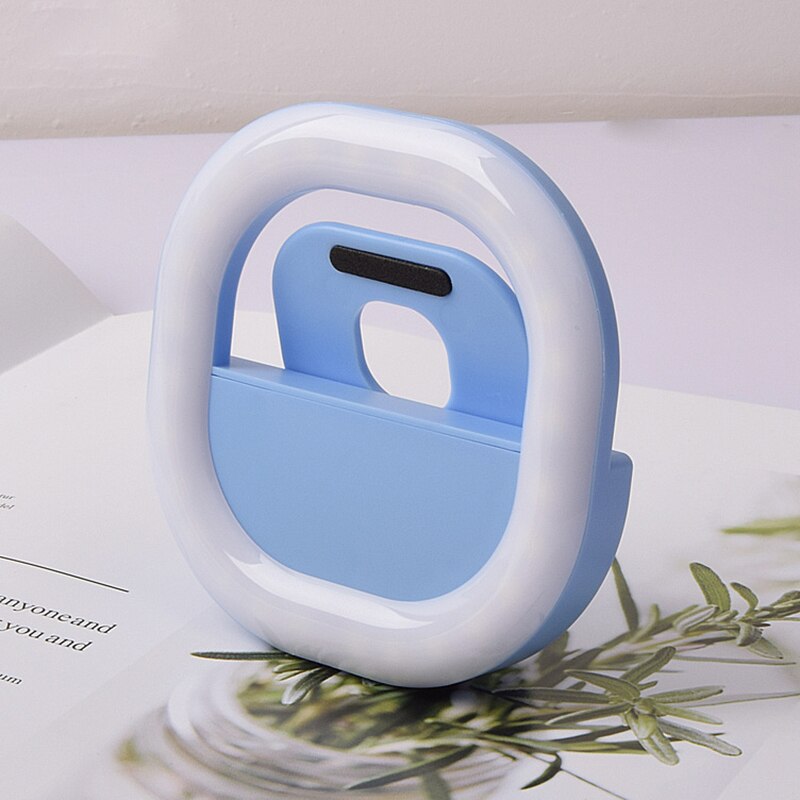 Universele 3W Selfie Lamp Mobiele Telefoon Lens Draagbare Flash Ring Mini Led Lichtgevende Ring Clip Light Voor Iphone 8 7 6 Plus Samsung: Blue