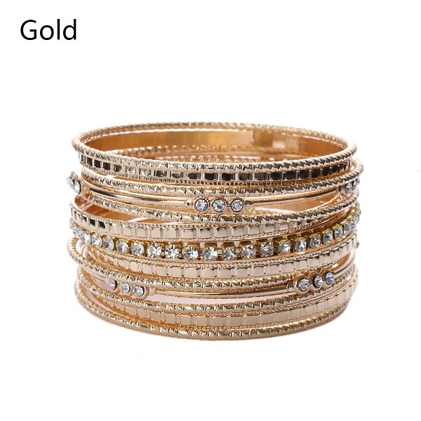 Grote Cirkel Metalen Draad Indian Bangle Sieraden Party Retro Stijl Trendy Goud Zilver Plated Armbanden armbanden Voor Vrouwen: Goud-kleur