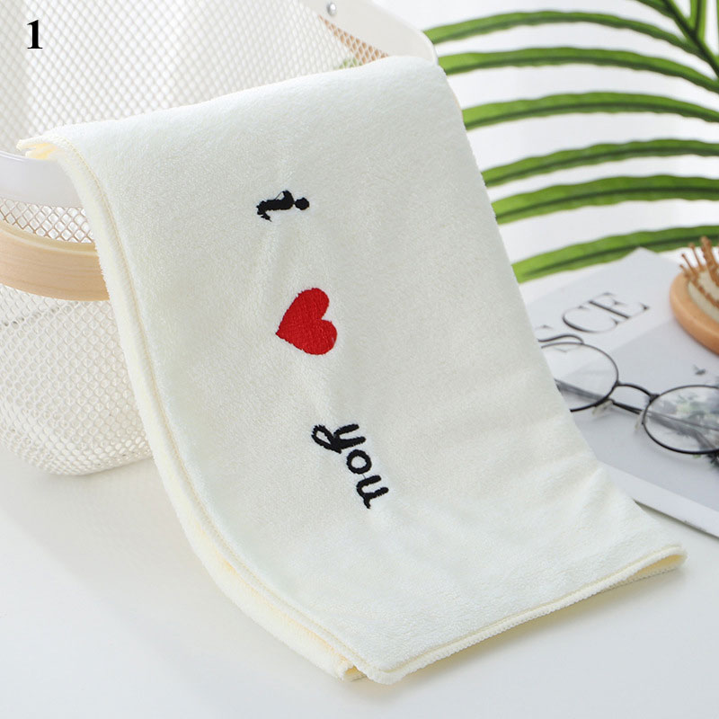 Multi-colored Towel Soft Edging Towel Skin-friendly Letter Embroidered Towel Comfortable Bathroom Supplies Fiber Towel: 1