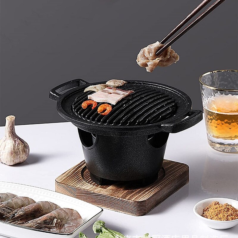 Mini Grill Barbecue maison sans fumée pour une personne, four d&#39;extérieur, plaque de rôtissage, outils pour la viande, alcool japonais
