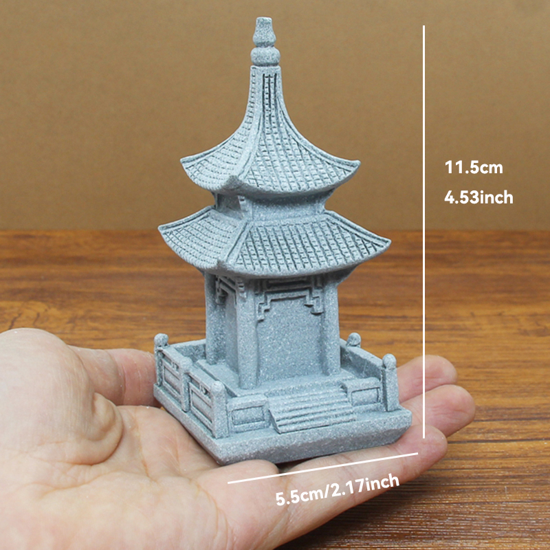 Torre de piedra de arena en miniatura Zen Vintage, adornos de pabellón, figuras de farol, bonsái de jardín japonés, decoración del hogar