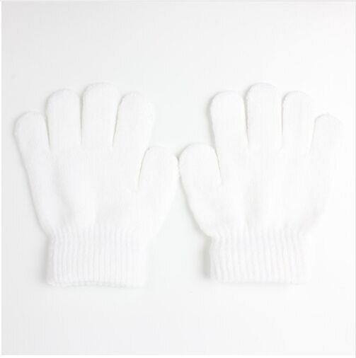 Winter Kinderen Snoep Kleur Leuke Handschoenen Warm breien Coral Kasjmier Mitts Effen Kleuren Unisex Meisje Jongen Baby handschoenen: White glove