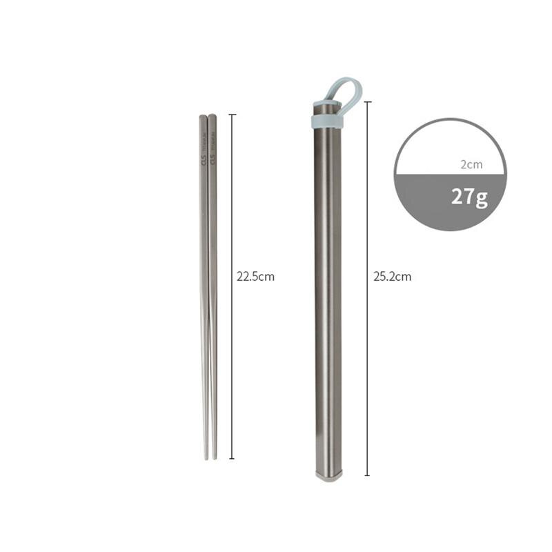 3 Pcs Eetstokjes Herbruikbare Pure Titanium Voedsel Stokken Voedsel Eetstokjes met Aluminium Opbergdoos voor Outdoor Home Camping Gebruik