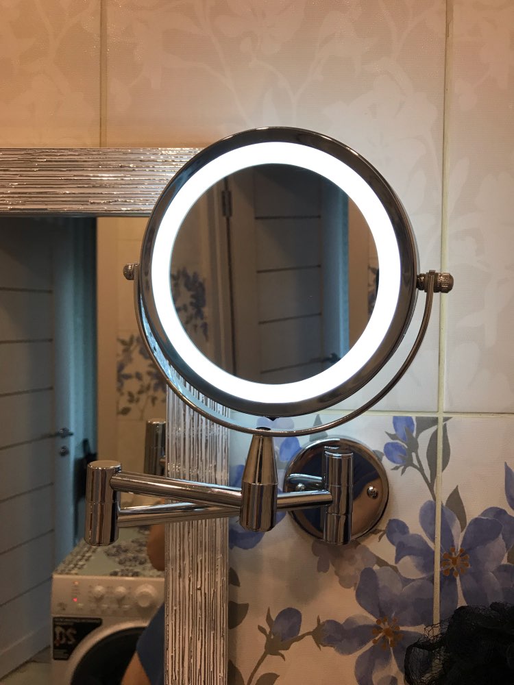 Badeværelse ledet makeup spejl 1x/3x 5x 7x forstørrelse vægmonteret justerbart arm spejl dobbelt arm udvide 2- ansigt kosmetiske spejl