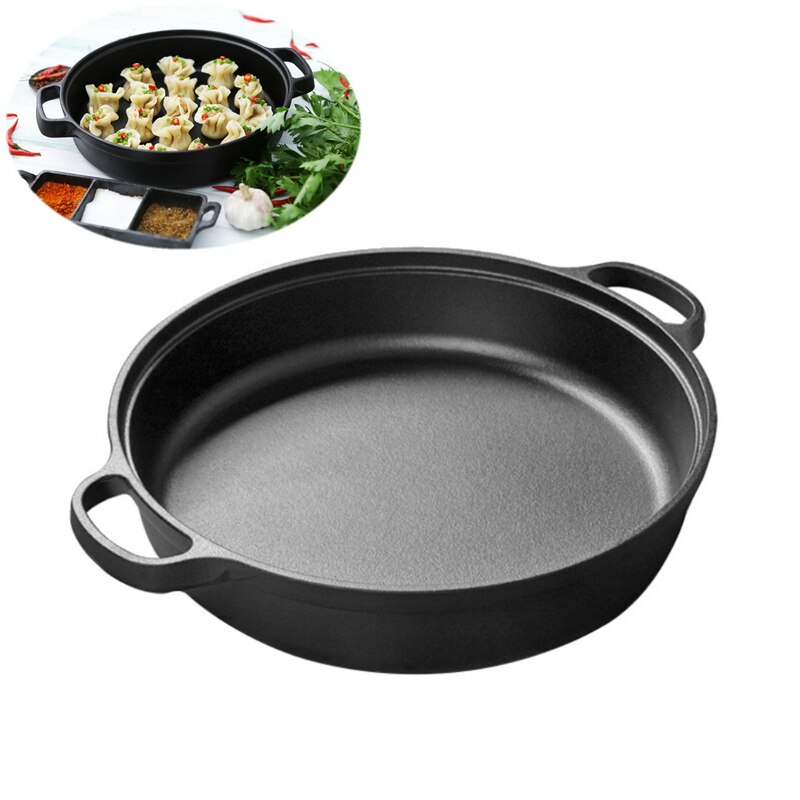 22Cm Dubbele Oor Gietijzeren Koekenpan Pan Non Stick Pan Ongecoat Pannenkoek Pan Pan Bakken
