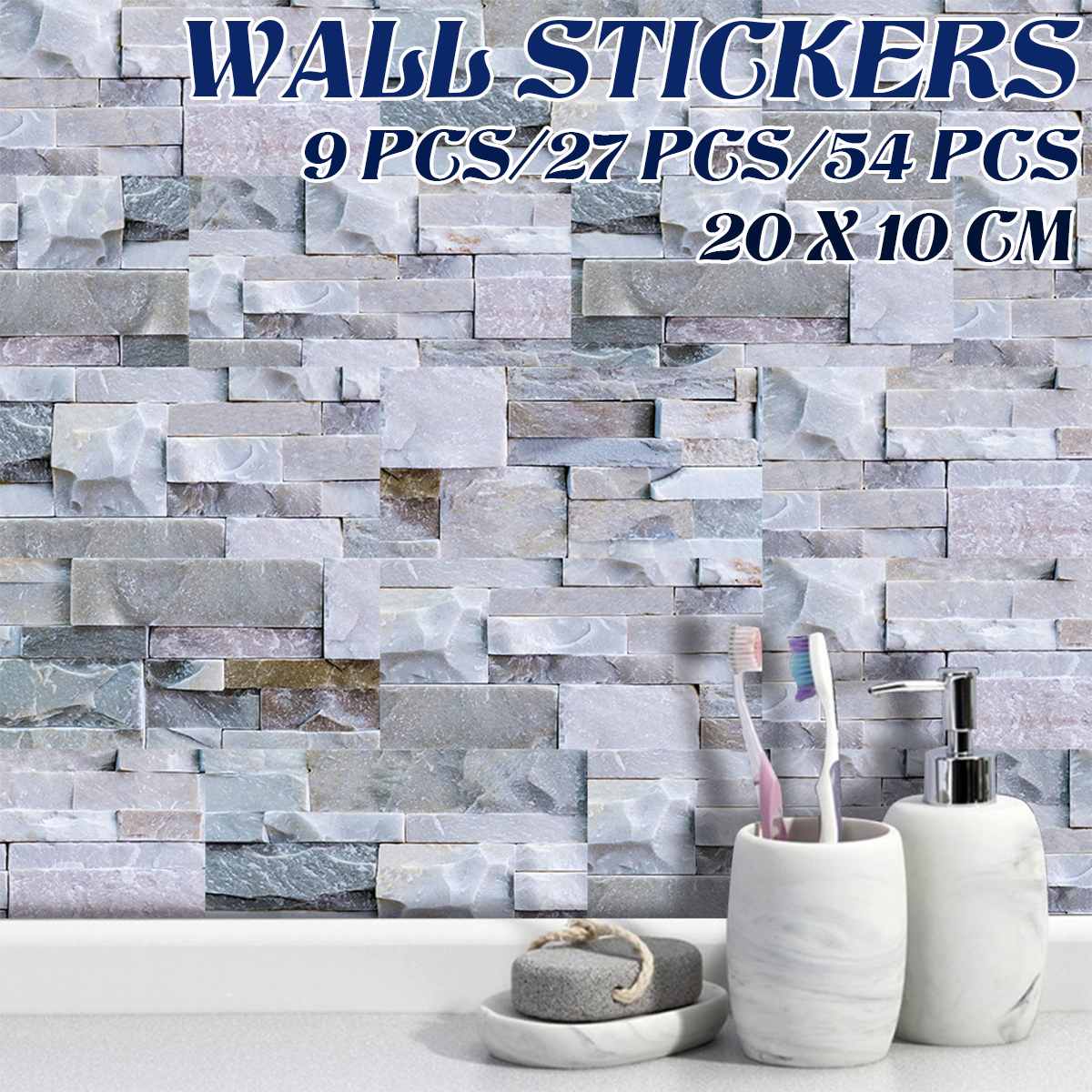 9/27/54PCS Self Adhesive Tile Backsplash 3D Wall Sticker DIY epoxy Bathroom Kitchen Home Decor Oil-Proof Waterproof Wall Sticker