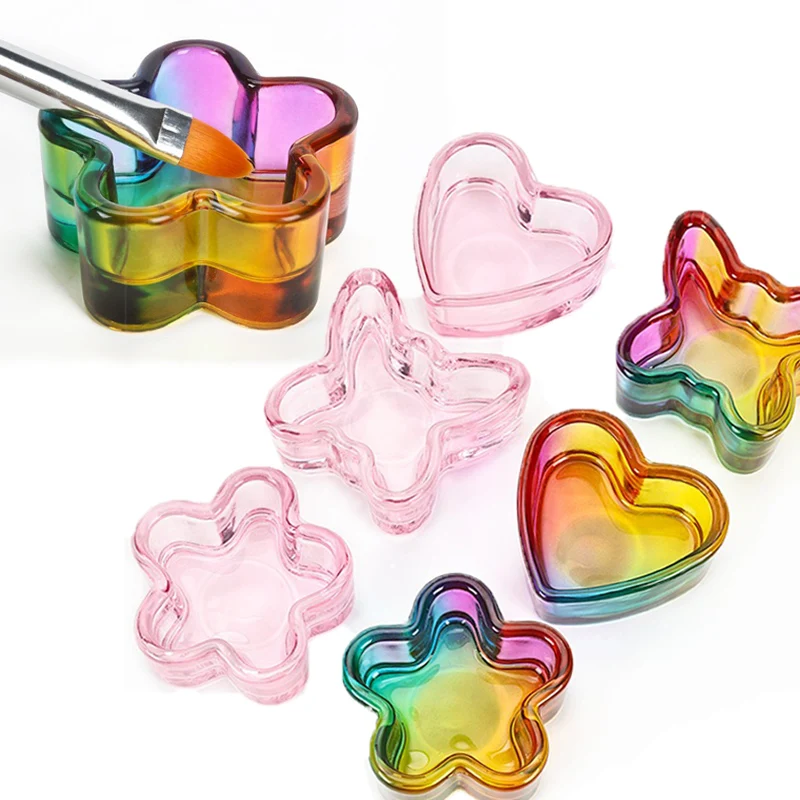 Acrylic Powder Liquid Crystal Glass Cup Aurora Colorful Cup Nail Brush Washing Mug Nail Art Tools Liquid Powders for Mixing Bowl