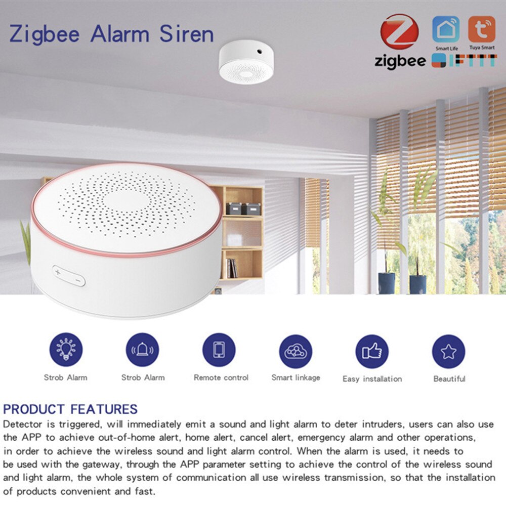 ANGOOD Tuya Zigbees Wireless Linkage Smart Alarm Sensor Sound and Light Alarm Horn Siren Remote Controll for Smart Life Home