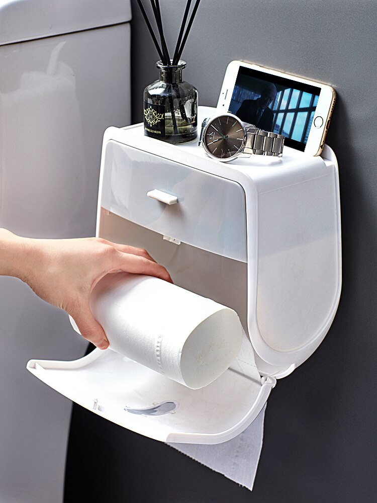 Toiletpapirkasse papirholder rullefri stansning vægmonteret husholdningspapir toiletpapirstativ badeværelse tilbehør