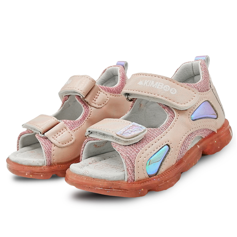 Sandali per ragazza ortopedici con supporto ad arco con paillettes in pelle PU scarpe per bambini rigide posteriori 13.2-16.2cm, scarpe per bambini antiscivolo: Colore rosa / 7.5