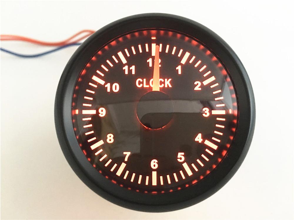 Jauges d&#39;horloge automatique 52mm, 1 pièce, 0-12 heures affichage compteur horloge rétro-éclairage rouge 9-32v pour voiture bateau moto: red backlight BN