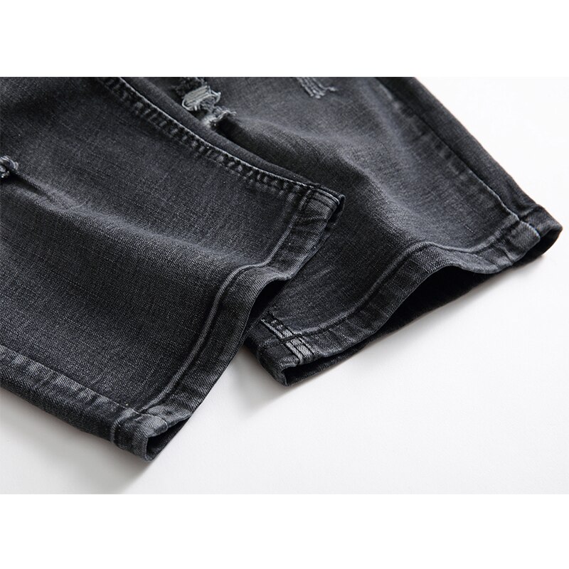 Shorts herre ripped korte jeans lige bomuldsshorts jean bermuda mandlig denim plus størrelse 28-40