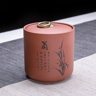 Ceramic Tea Canister Tea Pot Ceramic Yixing Zisha Pu'er Tea Jar Chinese Style Restoring Ancient Ways Porcelain Can Easy To Carry: zinilan