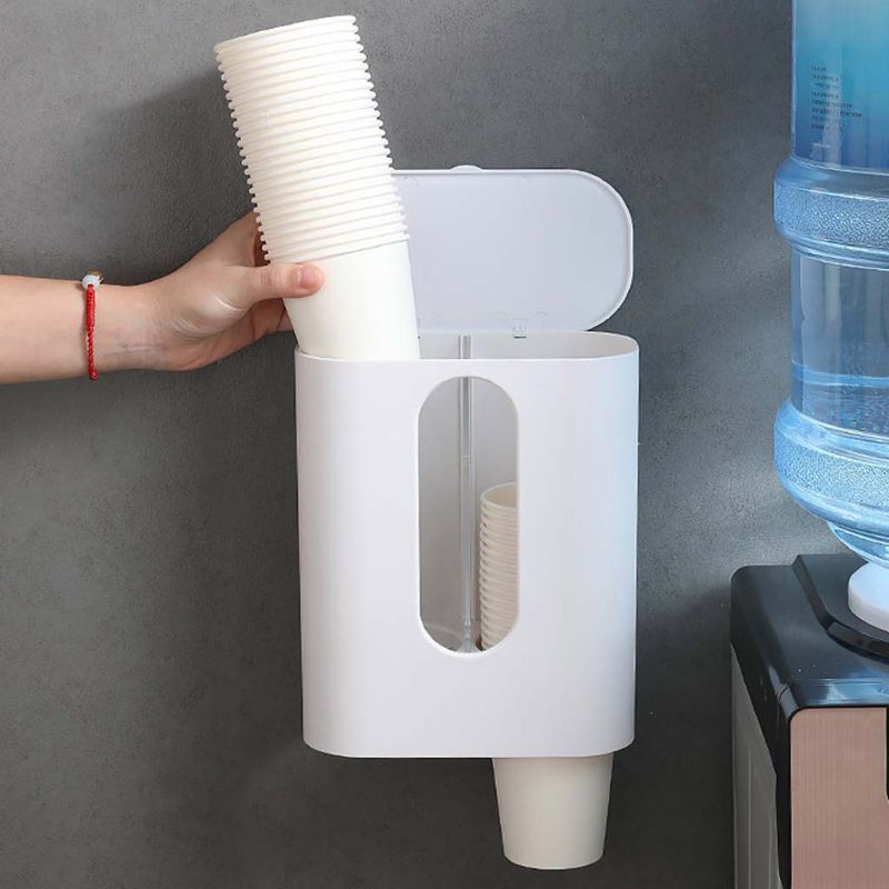 Water Cup Dispenser Holder Disposable Plastic Paper Cups Storage Rack Container 95AA