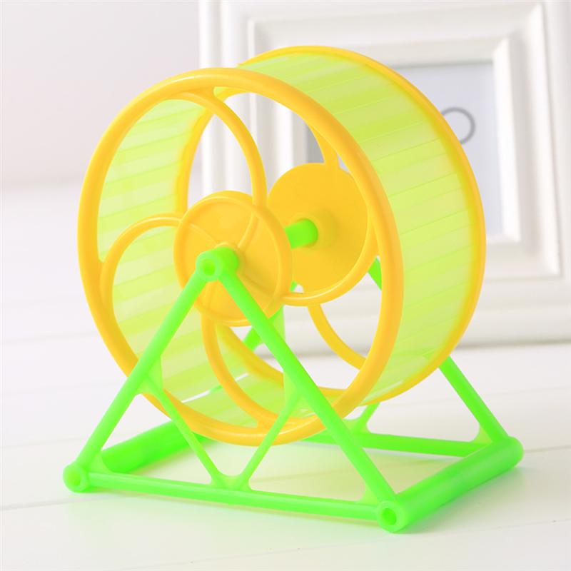 2PCS Hamster Running Exercise Wheel with Base Pets Jogging Wheel Hamster Sports Toys (Random Color)