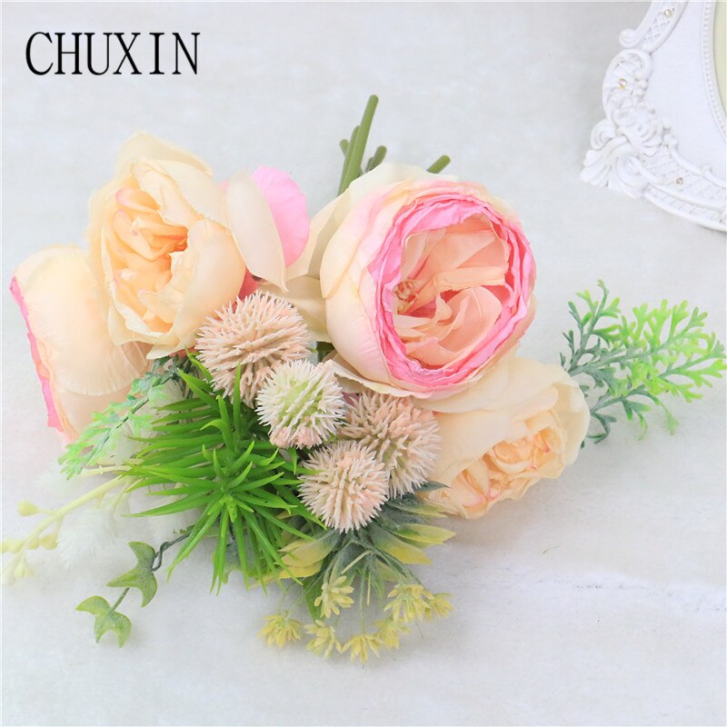 High-grade artificial flower European Bridal bouquet Rose plants home decoration wedding props ranunculus flower Girlfriend